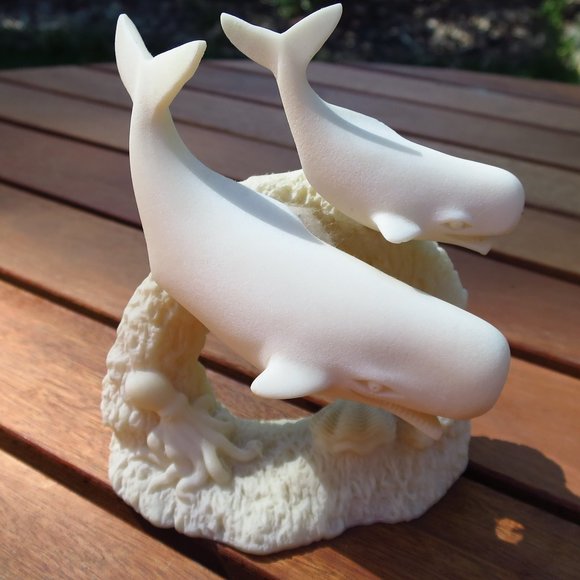 Mom and Calf Sperm Whale Figurine - Picture 1 of 1
